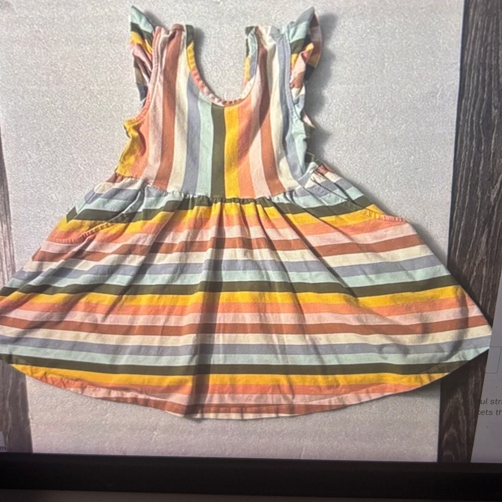 Hannah Andersson Super Soft Multi-Color Stripe Skater Dress 4 RainbowBright Twee - Picture 3 of 7